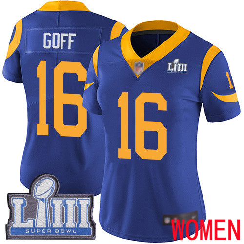 Los Angeles Rams Limited Royal Blue Women Jared Goff Alternate Jersey NFL Football #16 Super Bowl LIII Bound Vapor Untouchable->youth nfl jersey->Youth Jersey